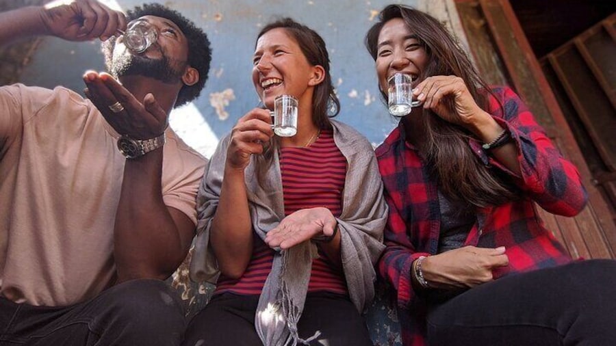 Tasting "Moonshine", the local ethiopian gin/alcohol used for digestion @AddisAuthenticTours