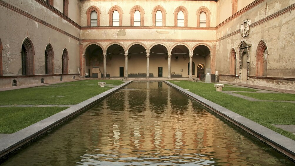 View of the pool at the Sforza Castle
