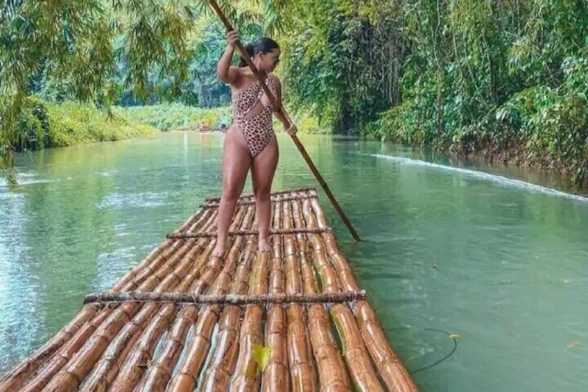 Martha Brea river bamboo rafting and Luminous Lagoon combo from Montego Bay.