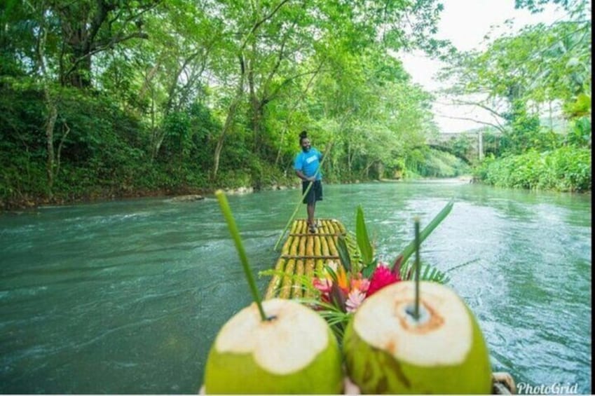 Martha Brea river bamboo rafting and Luminous Lagoon combo from Montego Bay.