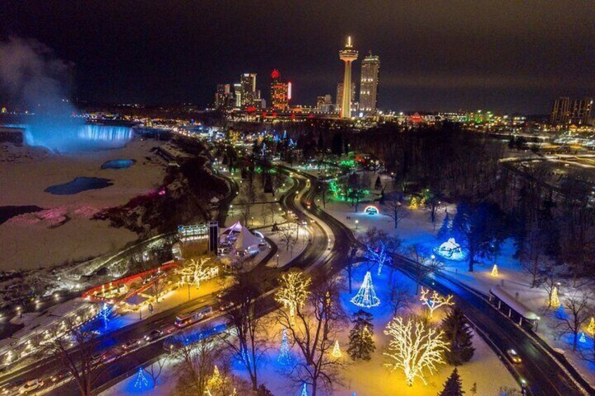 View Niagara Falls from the AIR at NIGHT with Niagara Helicopters