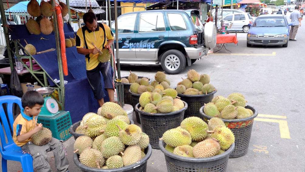 Durians for sale in Kuala Lumpur, Malaysia