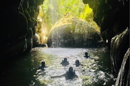 River Caving at Arenales Charco Azul, Indian Cave and waterfall