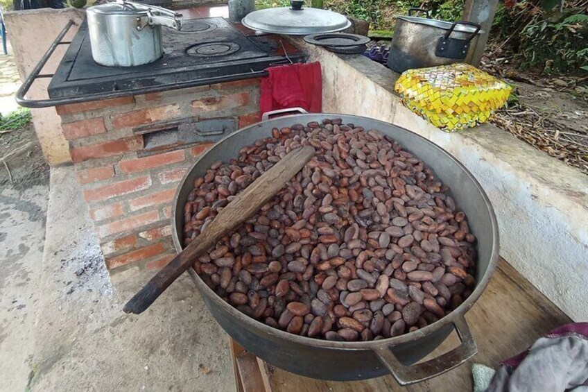 roasting cocoa