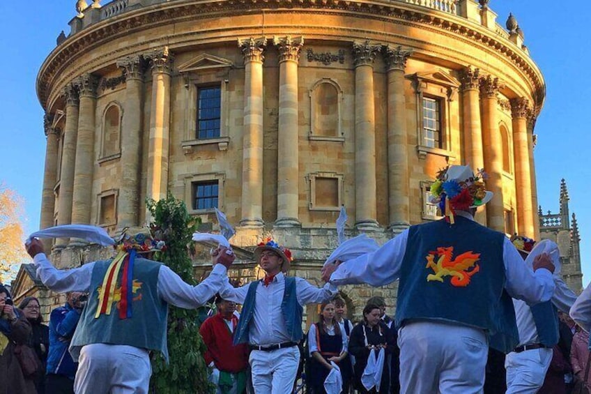 Morris Dancers in front of the Radcliffe Camera. Who knows what you will see on the tour?