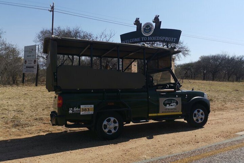 Our Open Safari Vehicle departs from Hoedspruit Town and surrounds.