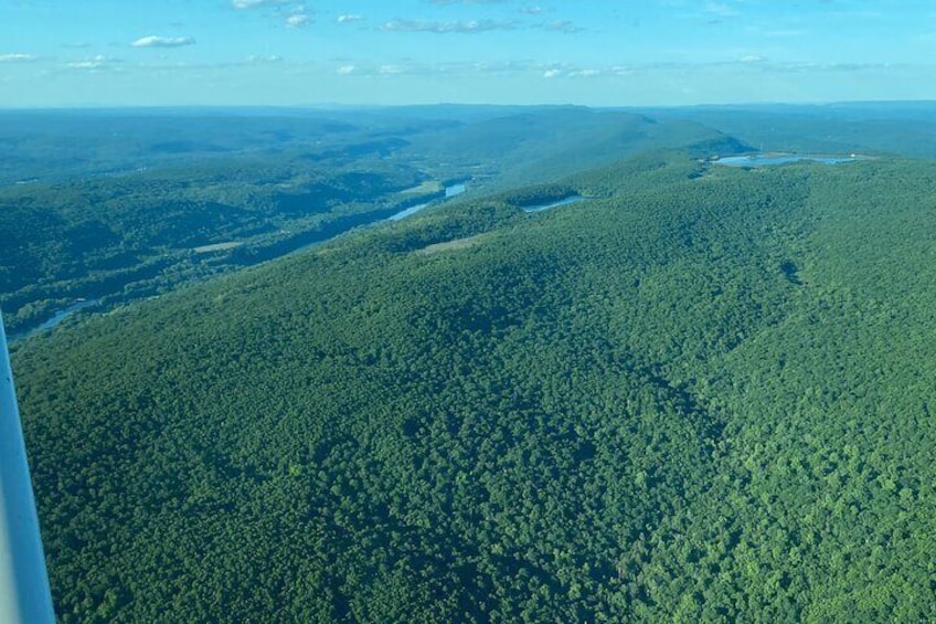 2 lakes on top of the mountains. Delaware Water Gap air tour with Hop On Air