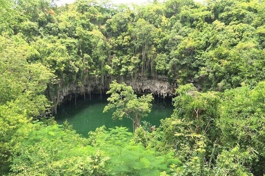 Aerial view of "Los Zaramagullones" lake, "Los 3 Ojos" National Park.