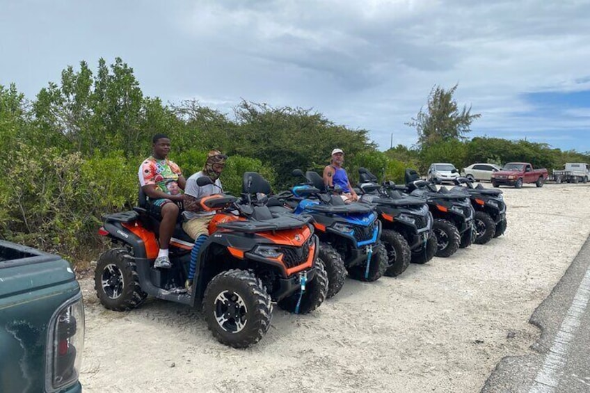 The ATVs waiting for guests in front of the Cruise Port Entrance Gate.