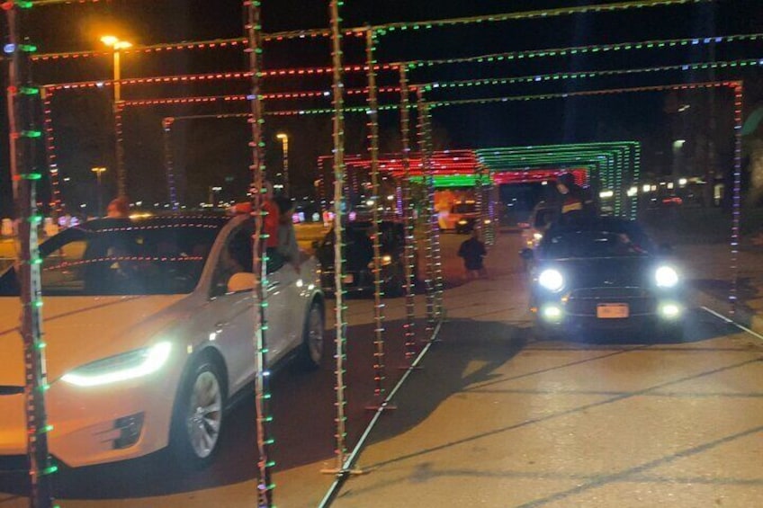 Drive-through Christmas Lights Show. Going through the tunnel.