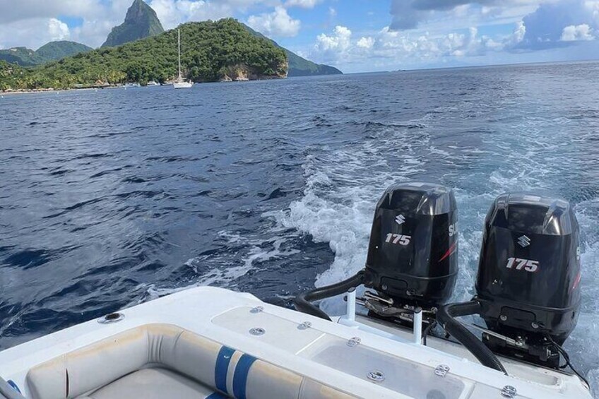 Private Boat Charter St. Lucia, boat tour to Soufriere. Half day.