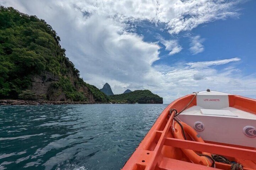 Private Boat Charter St. Lucia, boat tour to Soufriere. Half day.