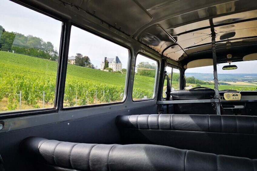 Enjoy the comfortable seat of our vintage car.