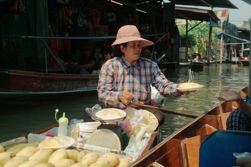 Stroll to the floating and railway market of Samut Song Kram with your own english speaking guide.