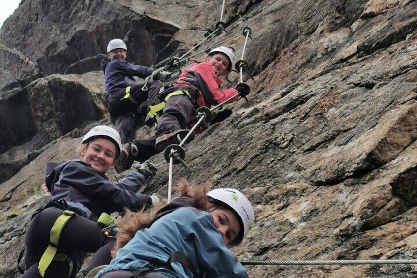 Via Ferrata climbing at sea cliff in Bodø