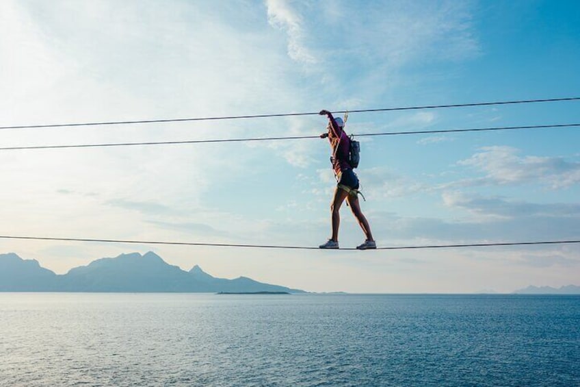 Via Ferrata climbing at sea cliff in Bodø