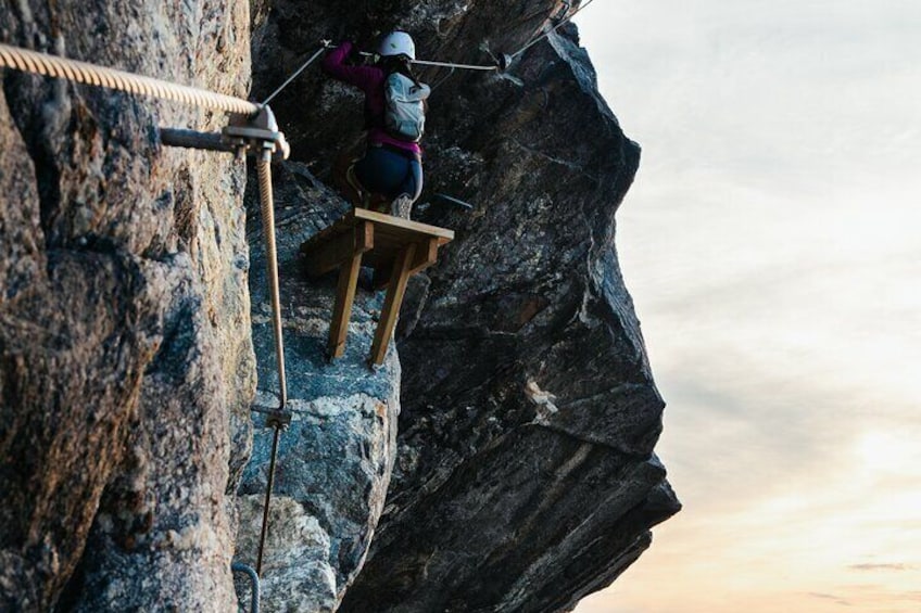 Via Ferrata climbing at sea cliff in Bodø
