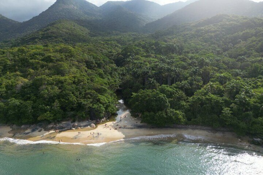 Black beach drone view