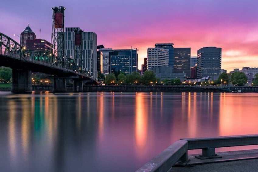 Photographing the skyline from the docks along the Willamette River