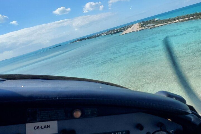 Landing in Norman's Cay, Exuma