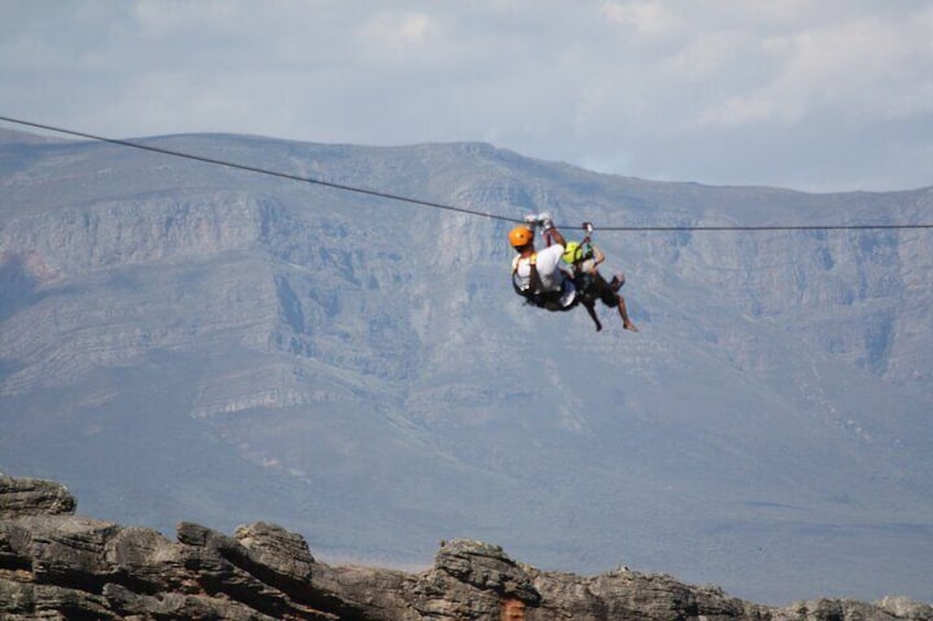 Ziplining with the majestic mountains as a backdrop!