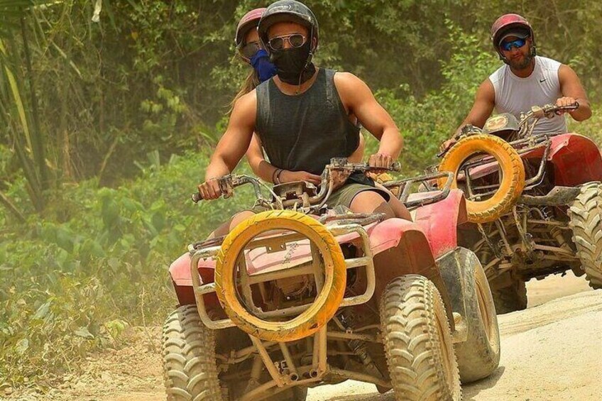 Amazing ATV with Zip Lines and Swim in Cenote with Round Transportation