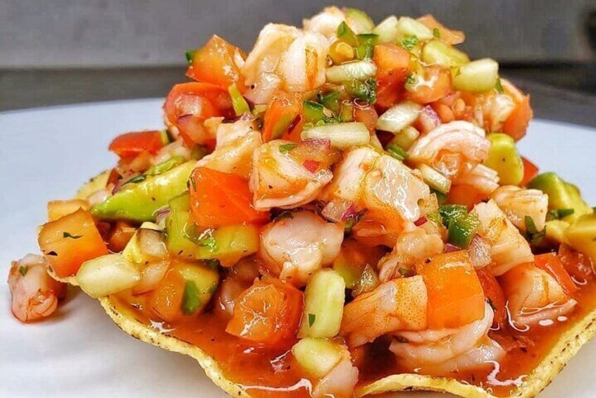 Fresh Seafood Tostadas available at one of the stops in the Taco, Brews & Views tour.