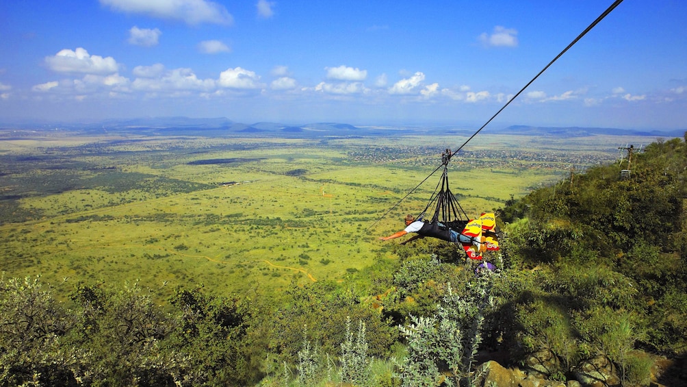 Person zip lining in South Aftrica