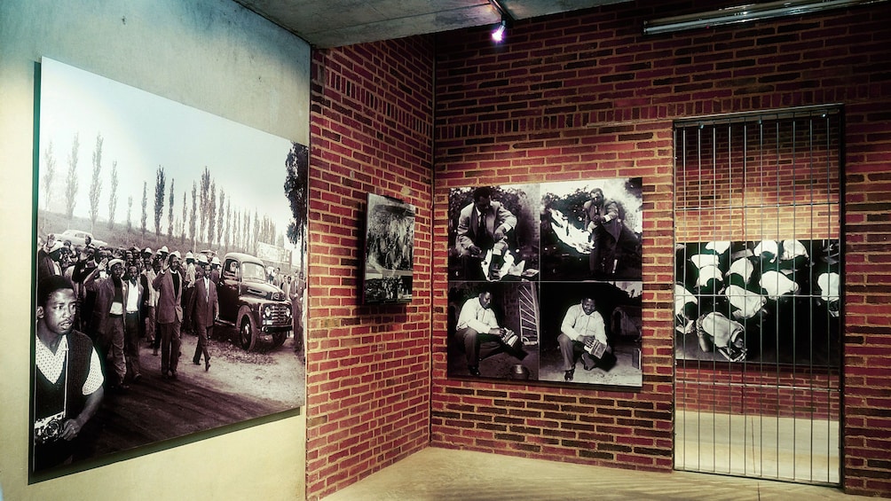 Historical images inside of the Apartheid museum in Johannesburg