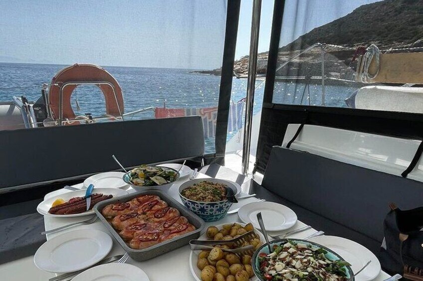 Catamaran Semi Private Cruise Paros Antiparos includes Food and Drinks 