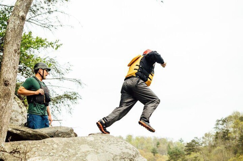 A guest leaping from Jump Rock!