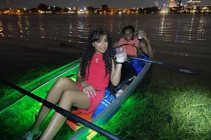 Date Night LED Glow Clear Kayak or Clear Paddleboard & Champagne