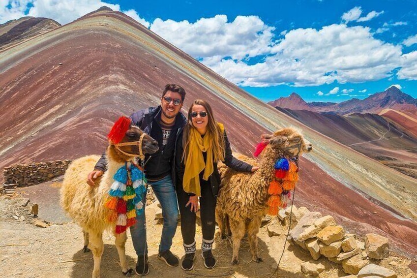Rainbow Mountain with llamas picture