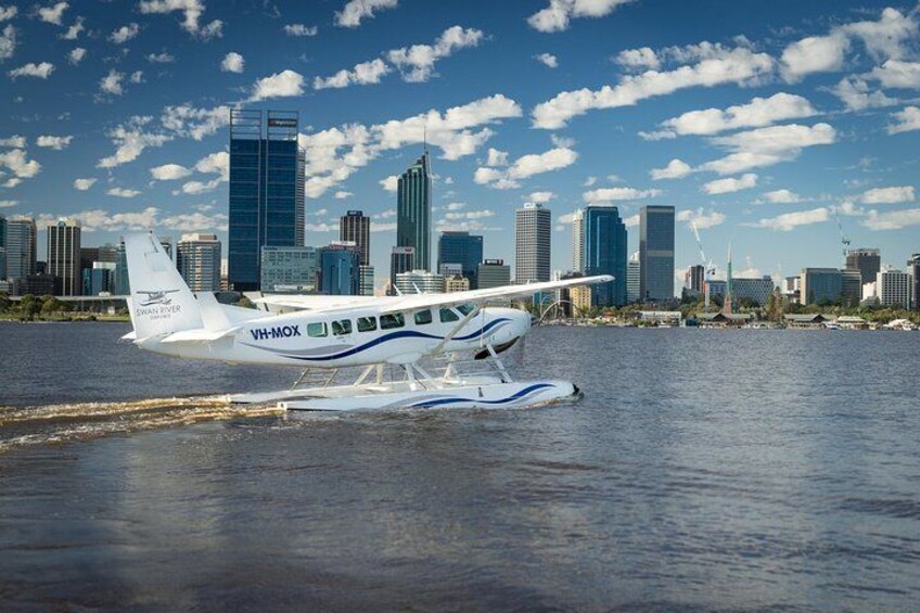 Seaplane departing Perth City