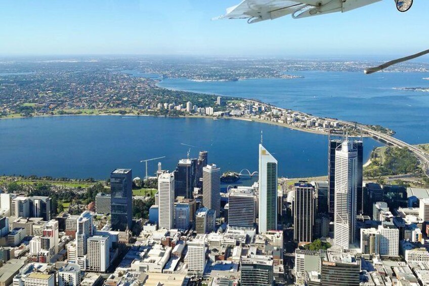 Perth City shortly after takeoff in the seaplane
