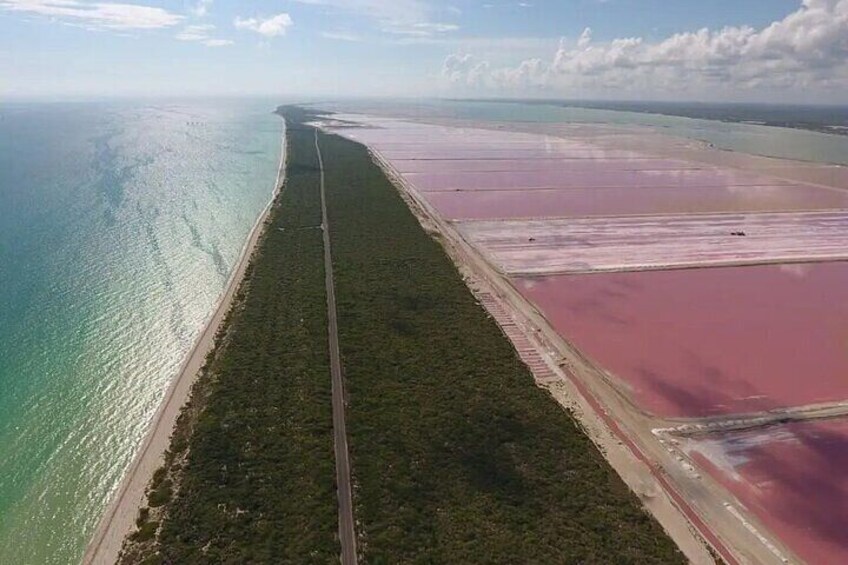 Las Coloradas Amazing Pink Lake from Riviera Maya and Cancun