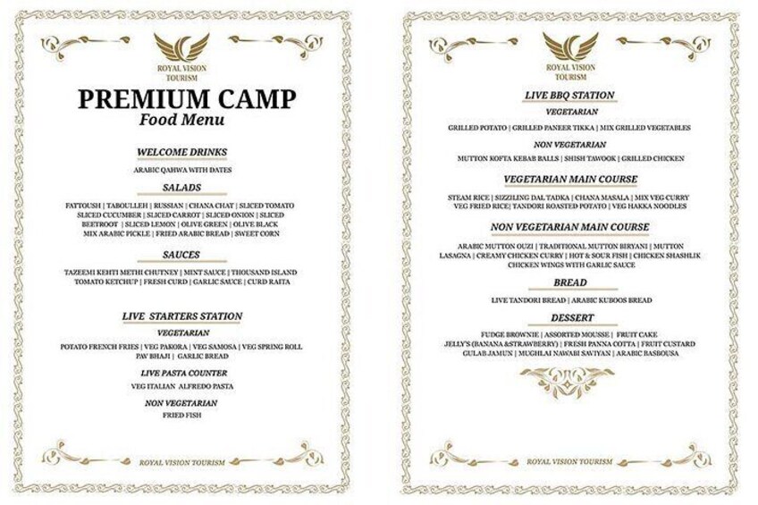 Premium Desert Safari, food Service with 4 alcoholics drinks 