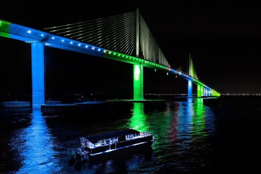Our Cruise gives you the best seat there is to the Skyway Bridge Light Show! Different display every night of the week!