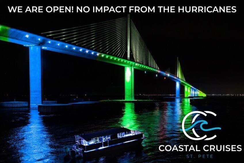 Our Cruise gives you the best seat there is to the Skyway Bridge Light Show! Different display every night of the week!