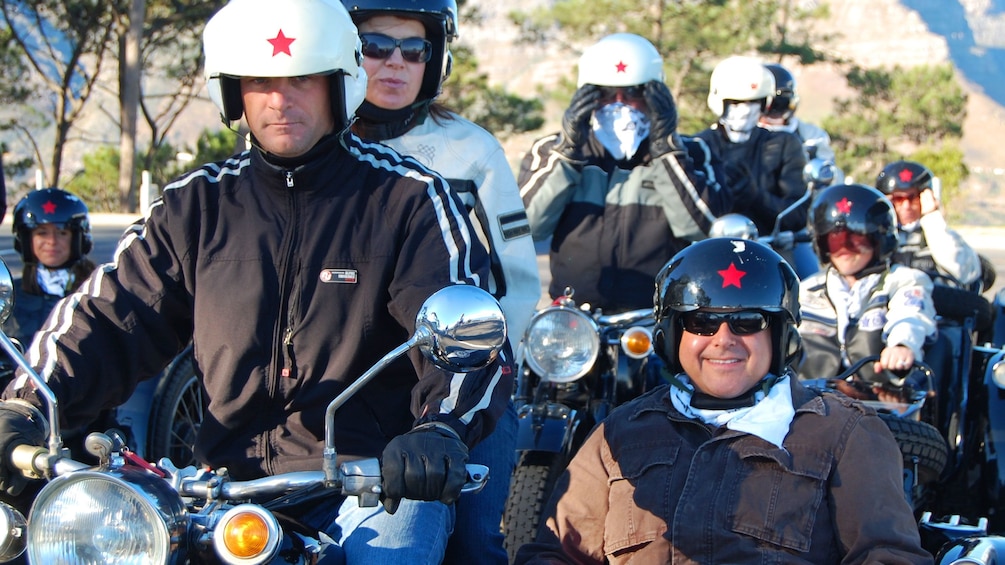 Motorcyclists and people in sidecarts