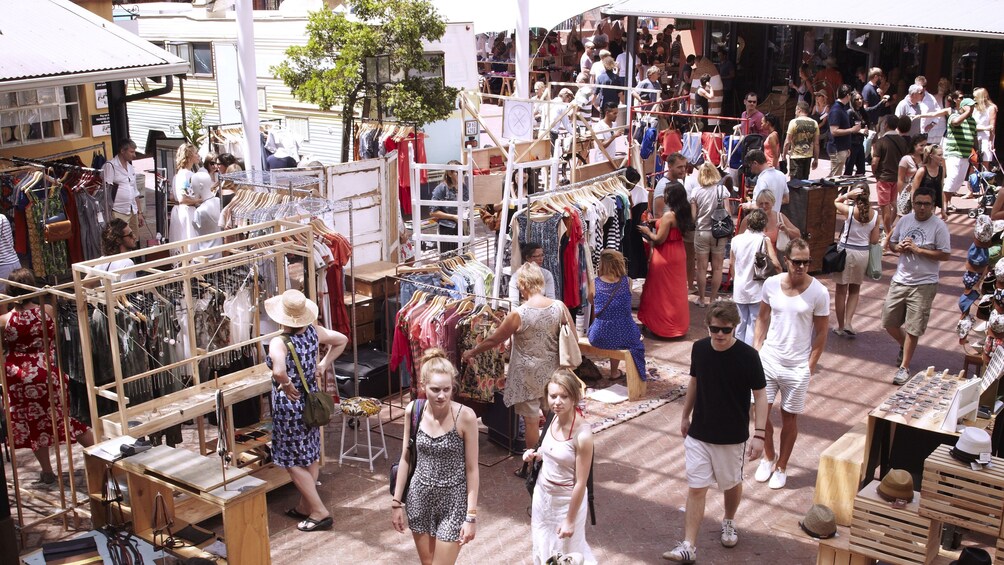 Overhead view of a market in Cape Town