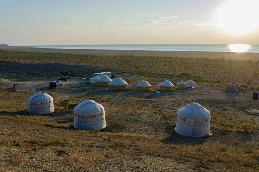 Yurt camp of Aral sea