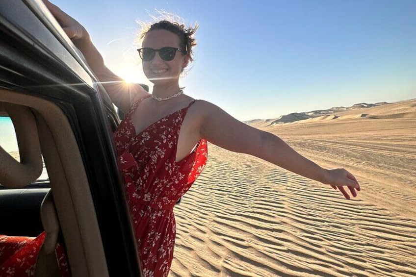 From Siwa: Sunrise Desert Safari tour by 4X4 with Sand boarding