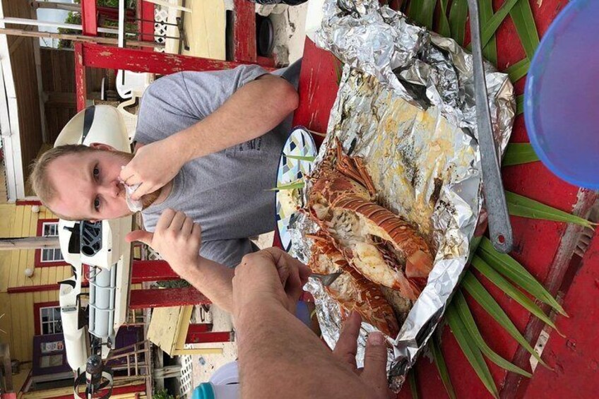 Enjoying our beach barbecue. Book our Full Day private tour to enjoy this meal.