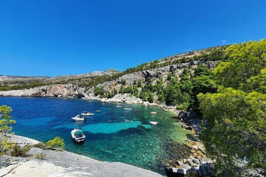 Zaraće is a gorgeous little bay for snorkeling and swimming. In case it’s too busy, then we’ll move nearby to another hidden gem that’s well-known to the captain.