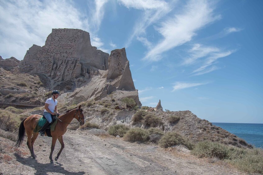 Picture 1 for Activity Santorini: Horse Riding Trip to Black Sandy Beach