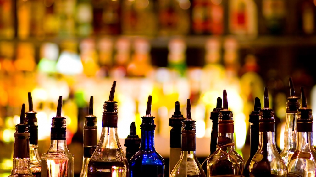 Bottles on a bar