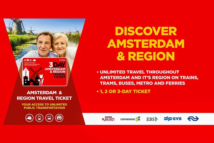 Picture 3 for Activity Amsterdam: Amsterdam & Region Travel Ticket for 1-3 Days