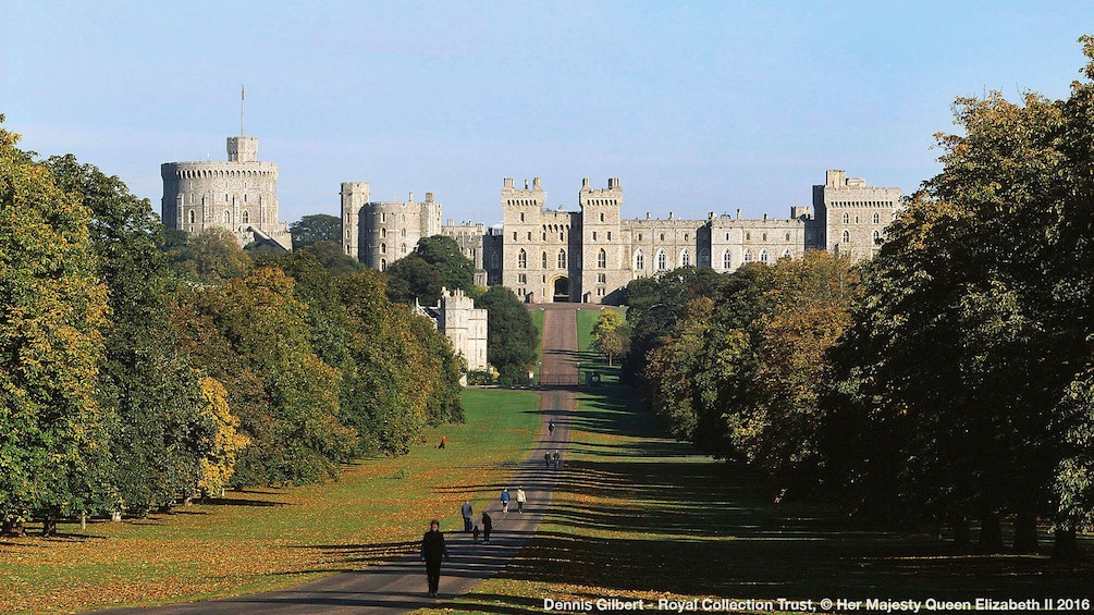 Distant view of Windsor Castle in London