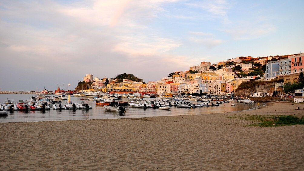 Moored boats near the beach on Ponza Island